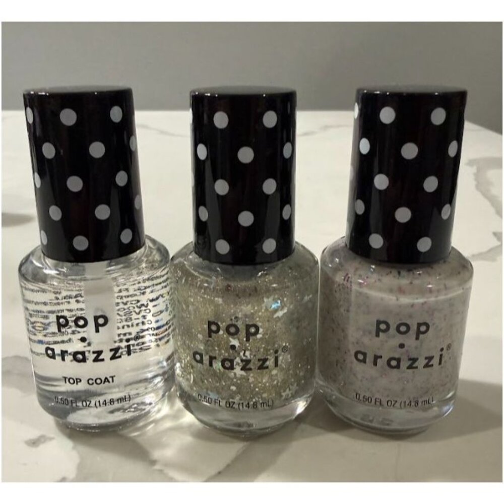 Pop-Arazzi Nail Polish Top Coat Nail Treatment Set of 3